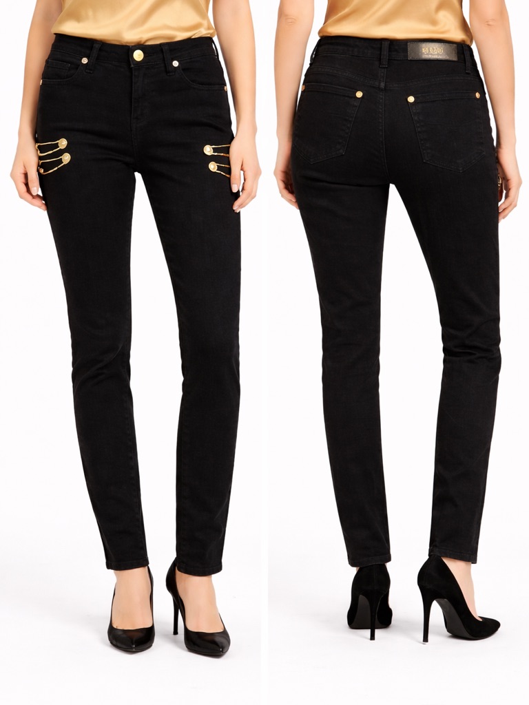 Versus Versace Black Safety Pin Jeans Size 28 26” Waist